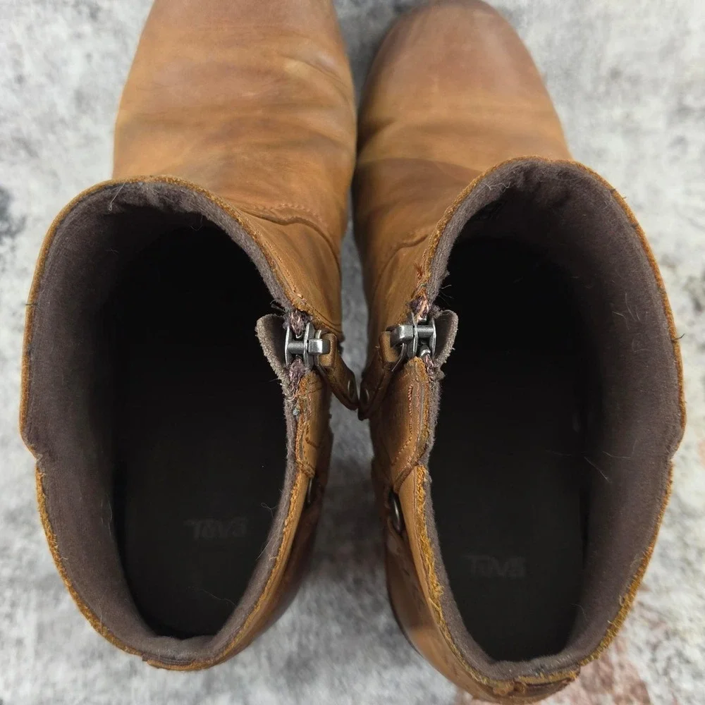 Teva Ankle Booties Womens 10 Folly Brown Waterproof Leather Western